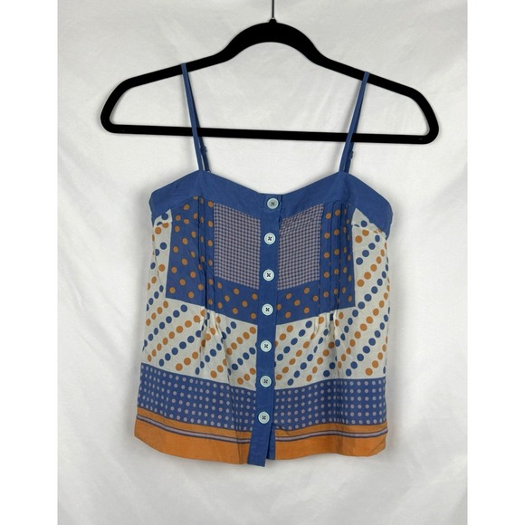 Maeve by Anthropologie Tops - Maeve Anthropologie 100% Silk Polka Dot Camisole Button Front Tank Top 00P EUC